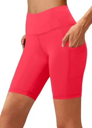 Aoliks Biker Shorts Women with Pockets - 8" High Waisted Tummy Control Running Workout Spandex Gym Volleyball Yoga Shorts