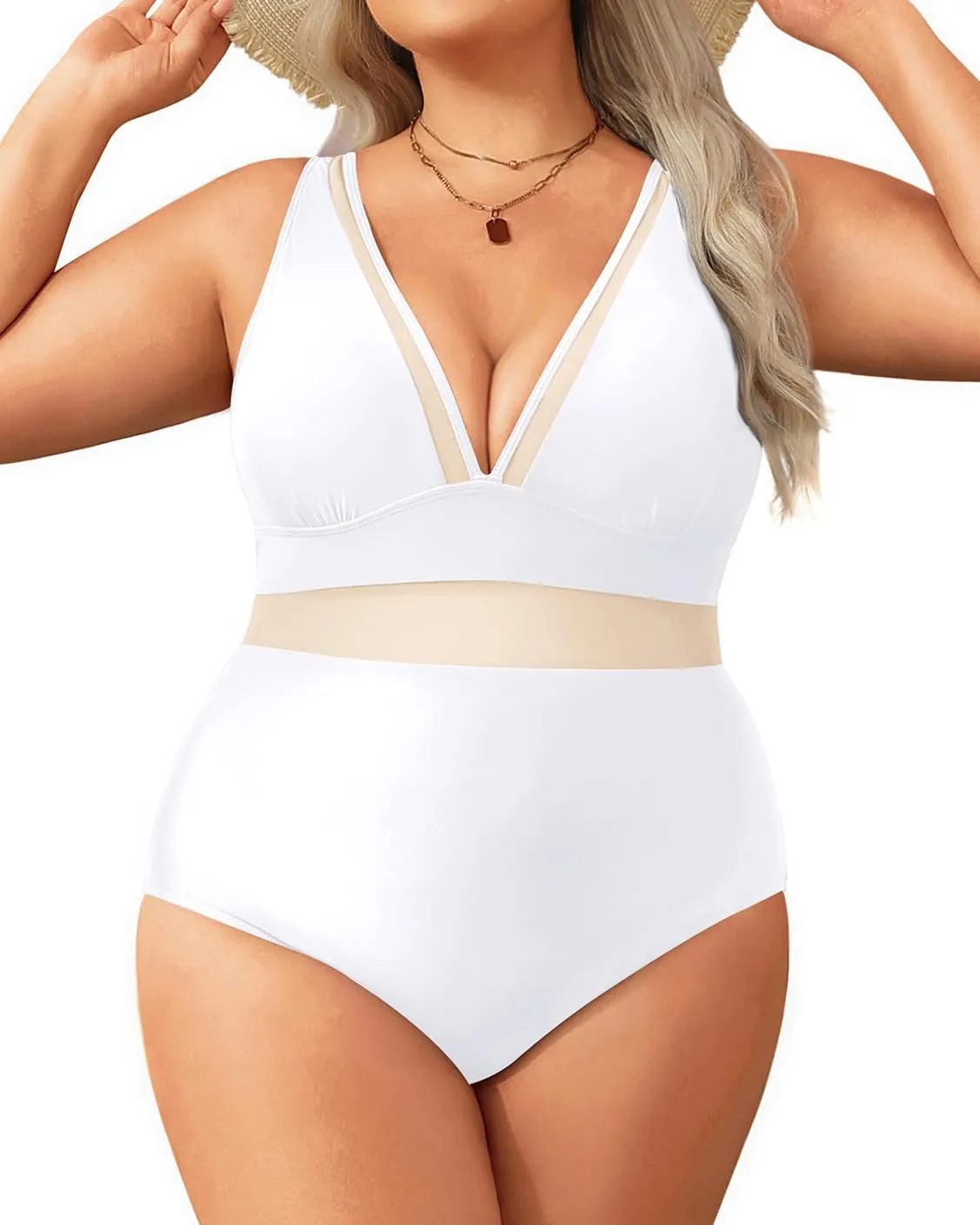Aqua Eve Women Plus Size One Piece Swimsuit Tummy Control Bathing Suit Mesh Swimwear