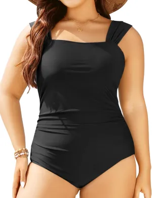 Aqua Eve Womens Plus Size One Piece Swimsuit Tummy Control Bathing Suit Vintage Swimwear