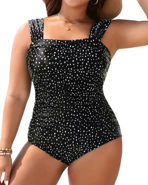 Aqua Eve Womens Plus Size One Piece Swimsuit Tummy Control Bathing Suit Vintage Swimwear