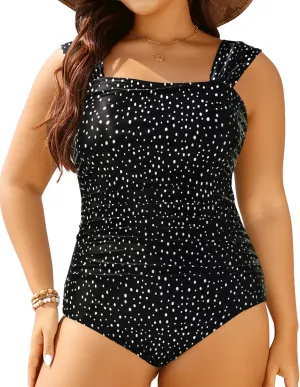 Aqua Eve Womens Plus Size One Piece Swimsuit Tummy Control Bathing Suit Vintage Swimwear