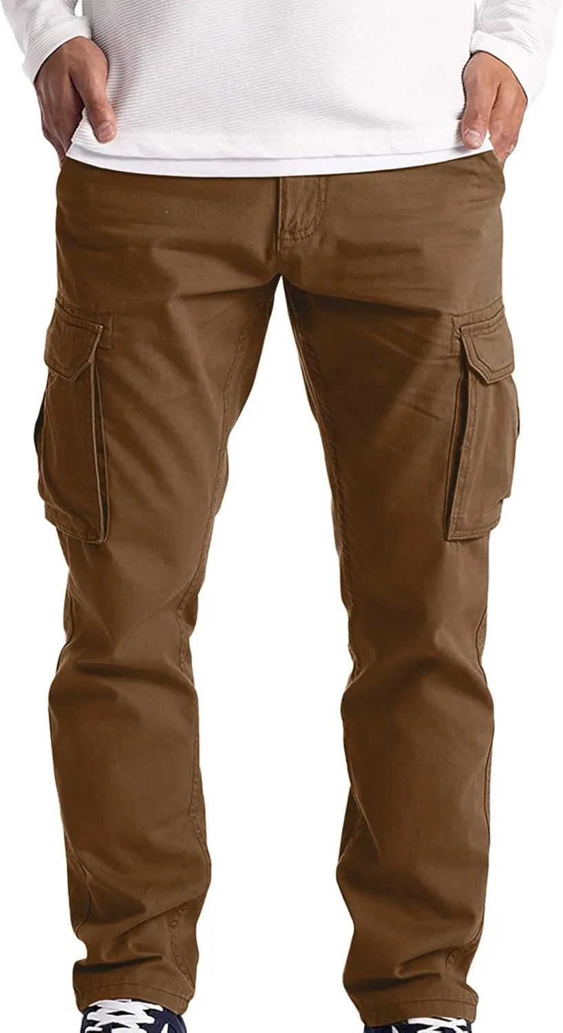 BADHUB Men's Cargo Pants Muti-Pockets Jogger Work Chino Slim Fit Casual Pants Hiking Workout Gogging Sweatpants Trousers