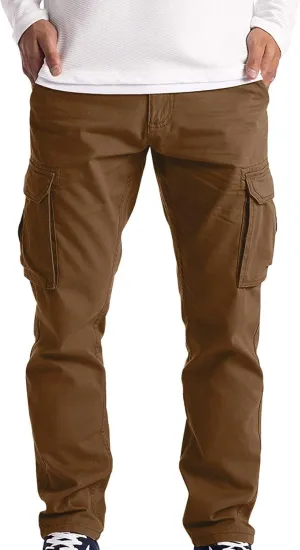 BADHUB Men's Cargo Pants Muti-Pockets Jogger Work Chino Slim Fit Casual Pants Hiking Workout Gogging Sweatpants Trousers