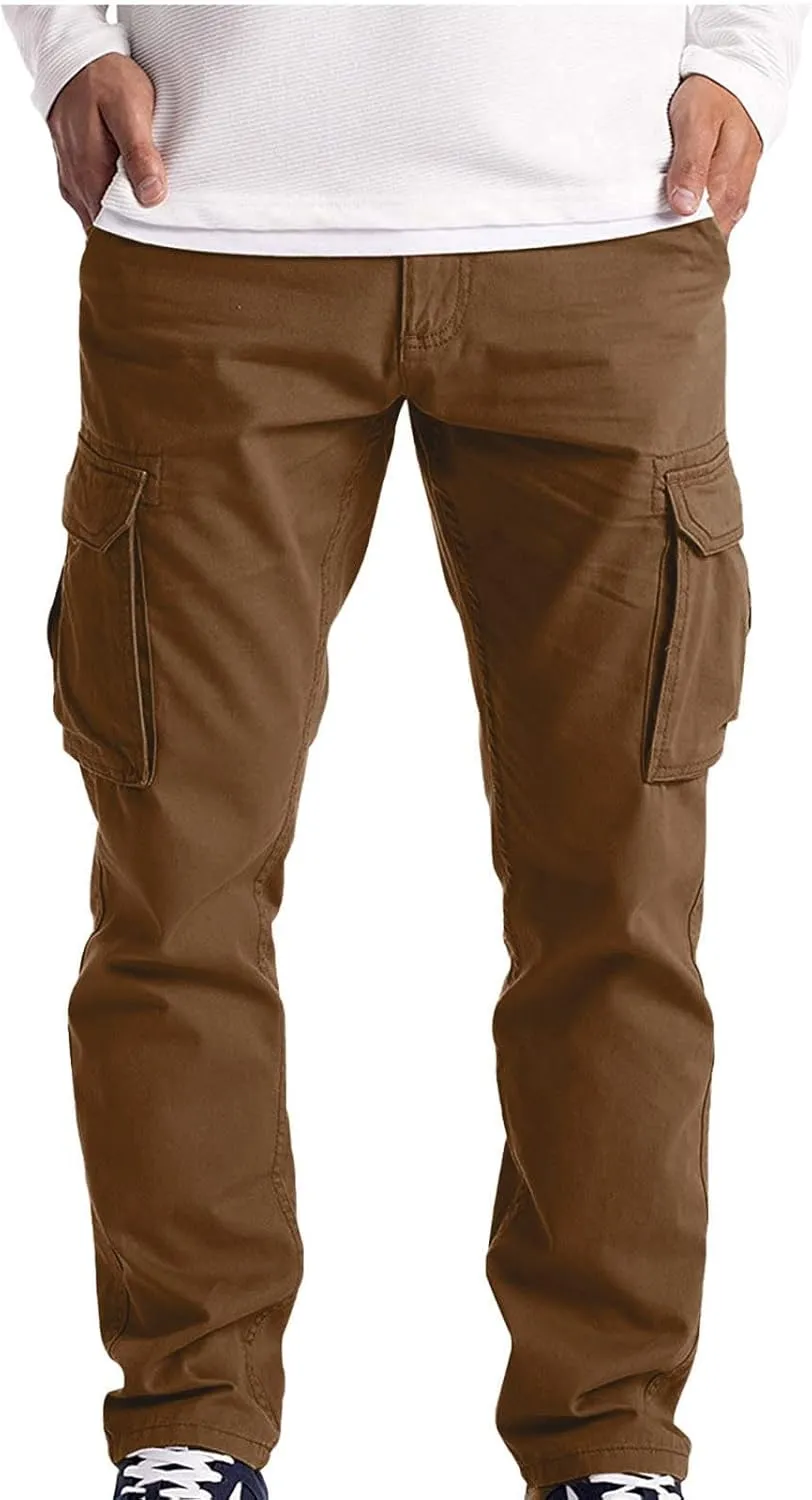 BADHUB Men's Cargo Pants Muti-Pockets Jogger Work Chino Slim Fit Casual Pants Hiking Workout Gogging Sweatpants Trousers