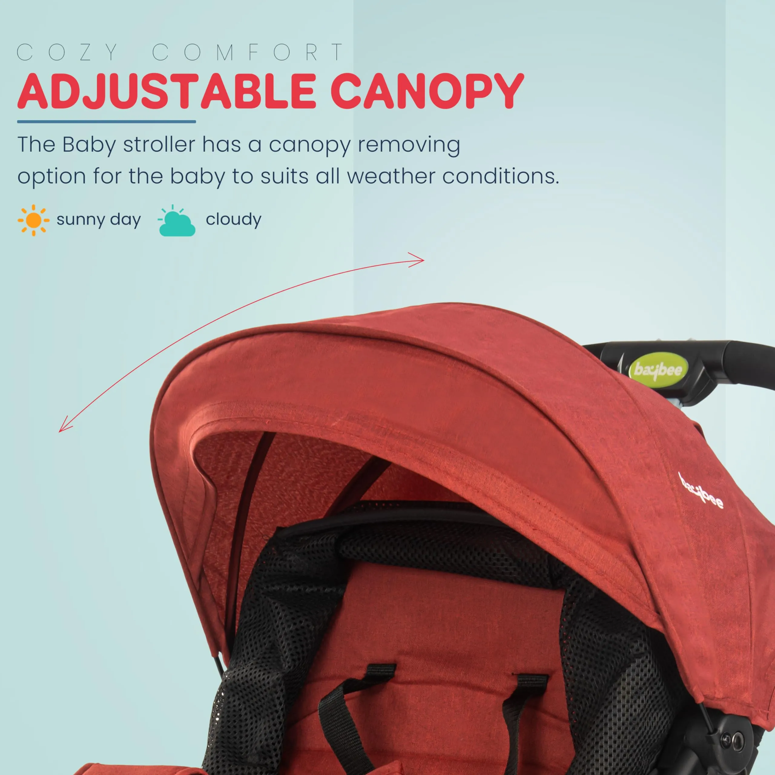 Baybee Infant Baby Pram Stroller for Newborn Babies with Metal Frame, 3-Position Adjustable Seat & Canopy, Bassinet, Parent Handle Bar