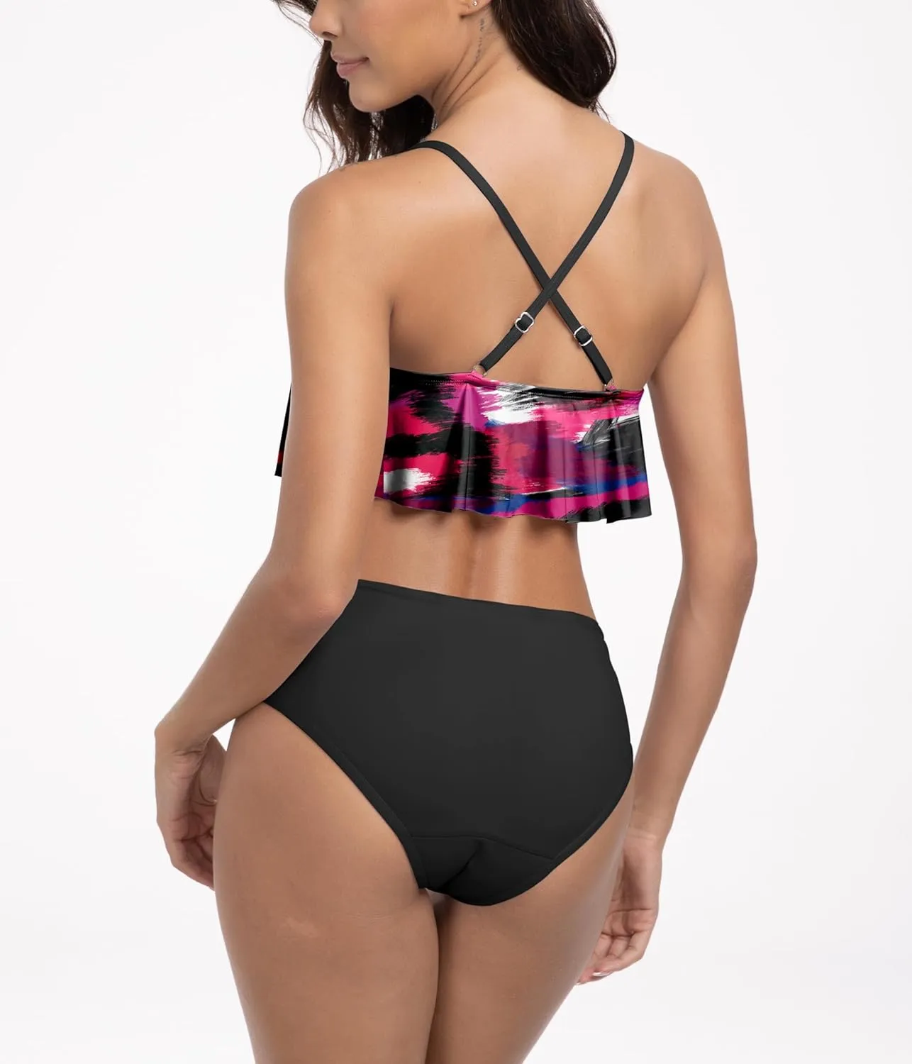 Beautikini Period Swimwear for Teen Menstrual Leakproof Ruffle Bikini Set Period Bikini Swimsuits Bathing Suit for Teen Girl