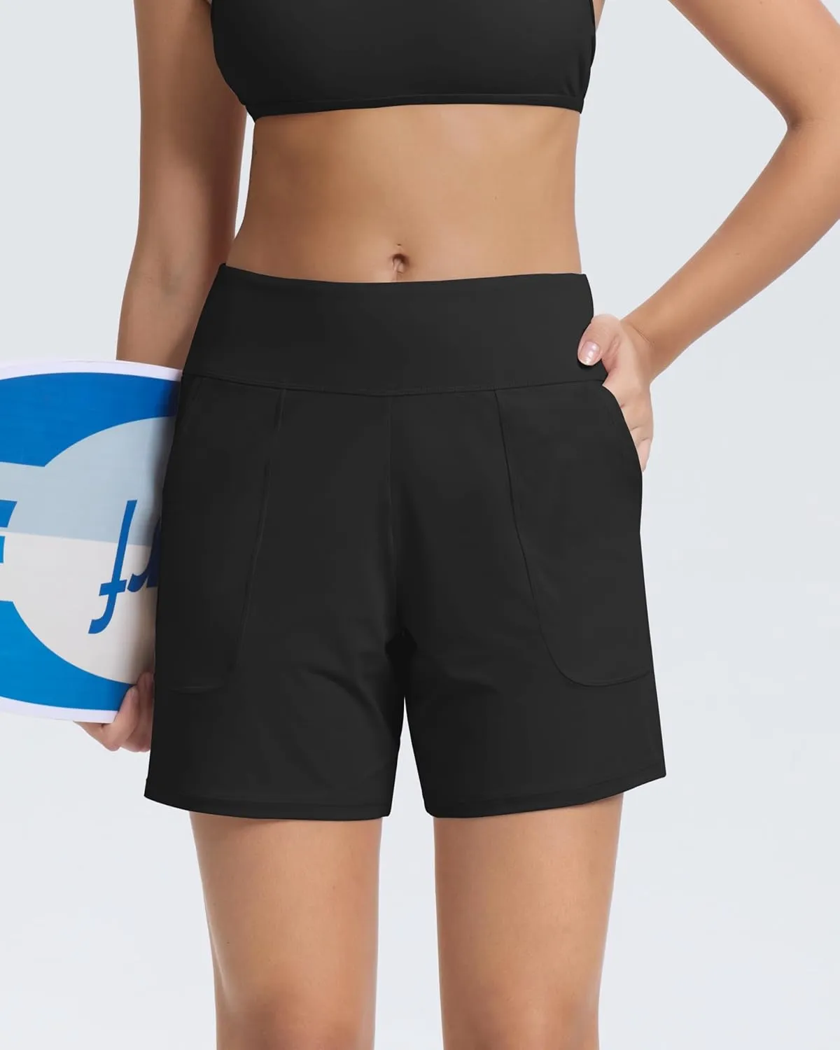 Beautikini Period Swimwear Menstrual Leakproof Swim Bottom 3" High Waisted Bathing Suit Shorts with Pocket for Girl Teens