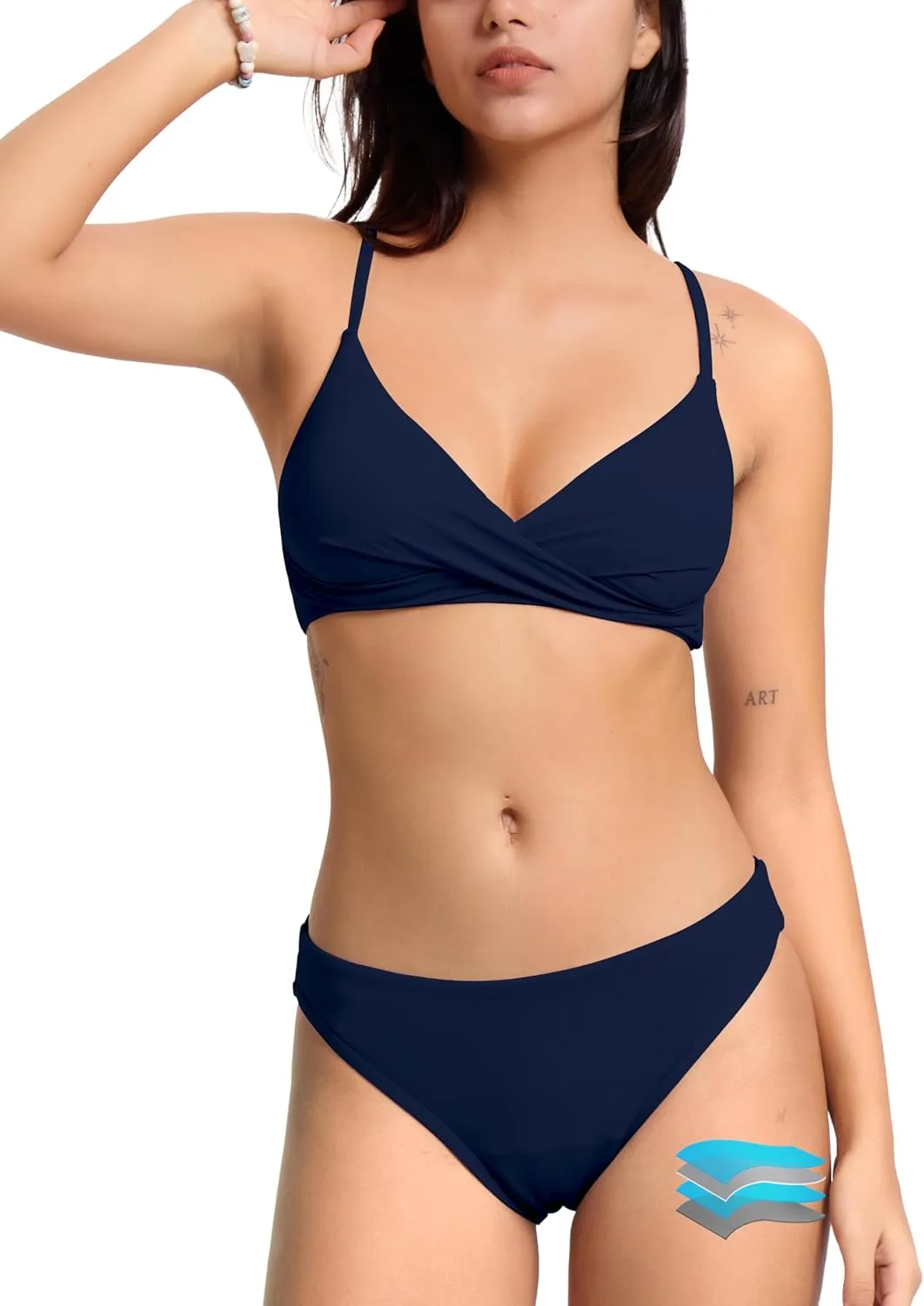 Beautikini Period Swimwear Twist V Neck Bikini Sets Two Piece Menstrual Leakproof Swimsuits Bathing Suit for Teen Girls