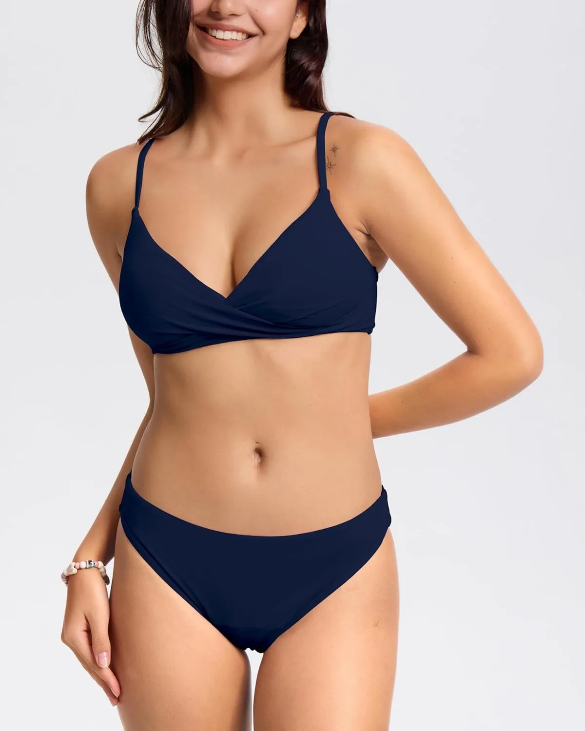 Beautikini Period Swimwear Twist V Neck Bikini Sets Two Piece Menstrual Leakproof Swimsuits Bathing Suit for Teen Girls