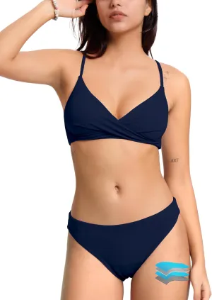 Beautikini Period Swimwear Twist V Neck Bikini Sets Two Piece Menstrual Leakproof Swimsuits Bathing Suit for Teen Girls