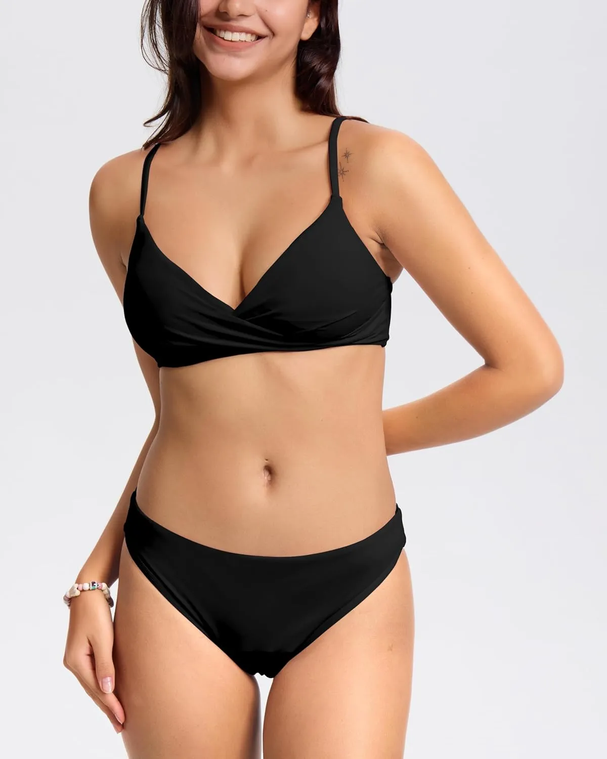 Beautikini Period Swimwear Twist V Neck Bikini Sets Two Piece Menstrual Leakproof Swimsuits Bathing Suit for Teen Girls