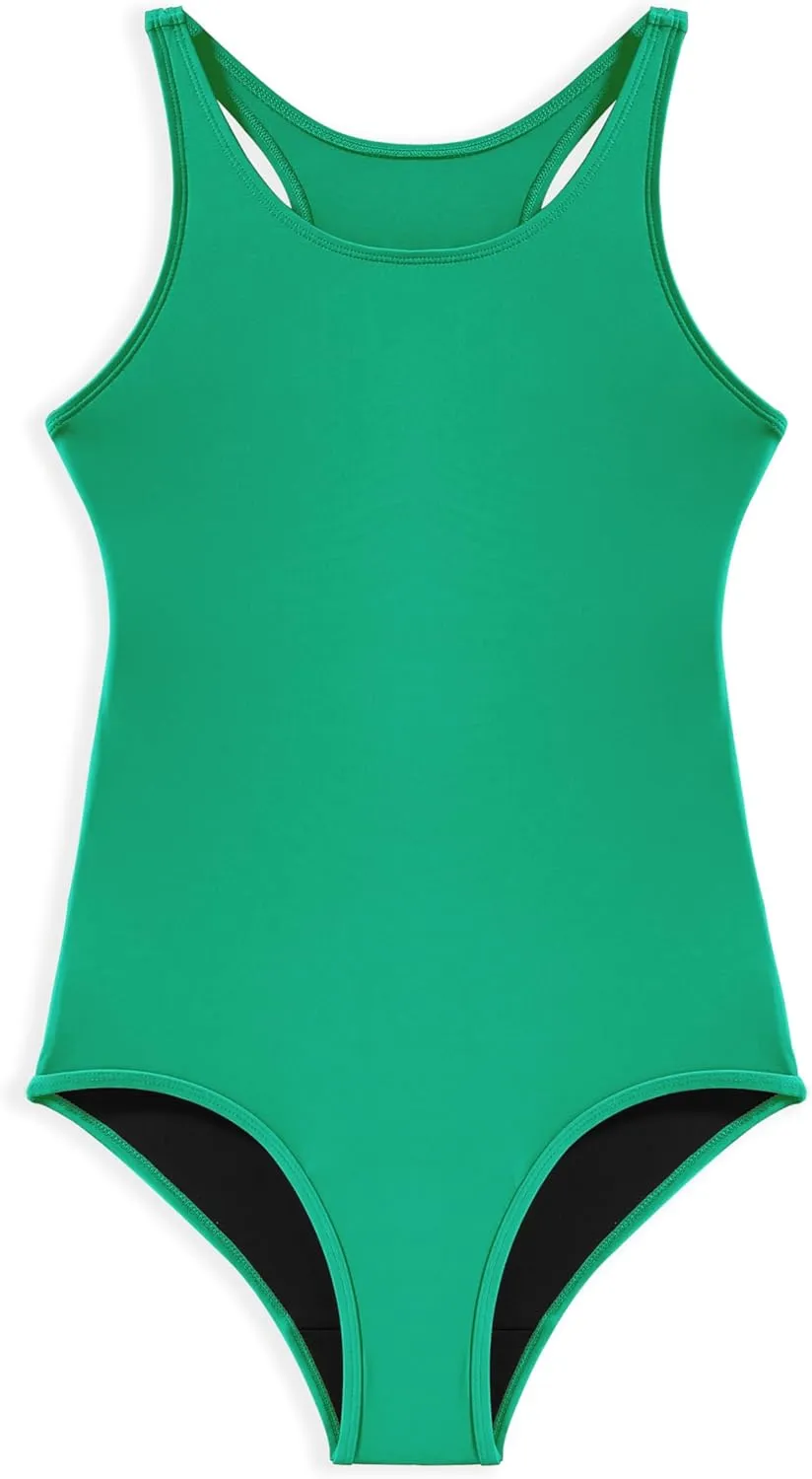 Beautikini Period Swimwear Women's One Piece Leak Proof Menstrual Bathing Suit Racerback Training Swimsuit for Teens Girls
