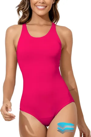 Beautikini Period Swimwear Women's One Piece Leak Proof Menstrual Bathing Suit Racerback Training Swimsuit for Teens Girls