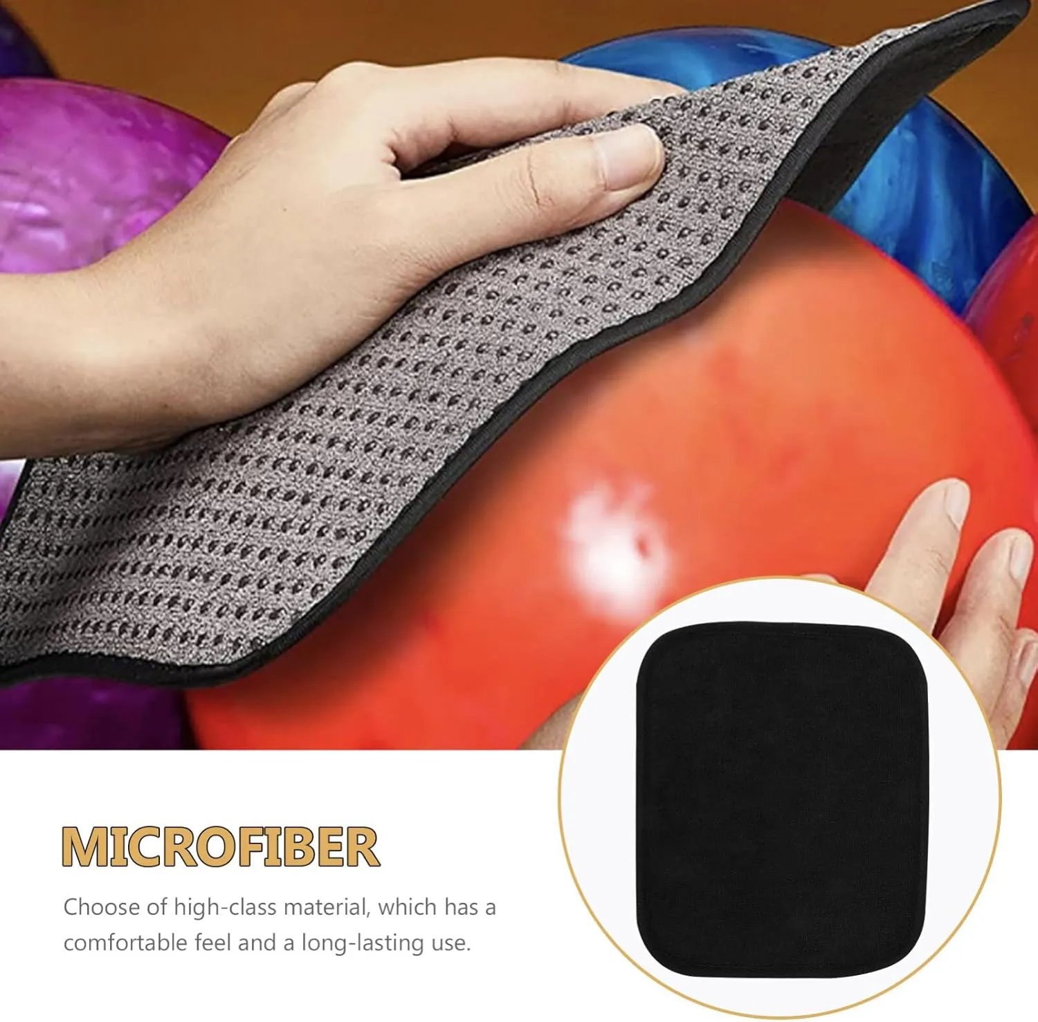 Black Bowling Ball Towel to Wipe Off Bowling Ball Polishing Pad Clean Accessories for Men Woman
