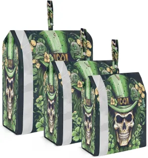 Black Stpatrick Skull Compression Packing Cubes Suitcase Organizer Bags Set for Travel Cubes for Women Travel Accessories