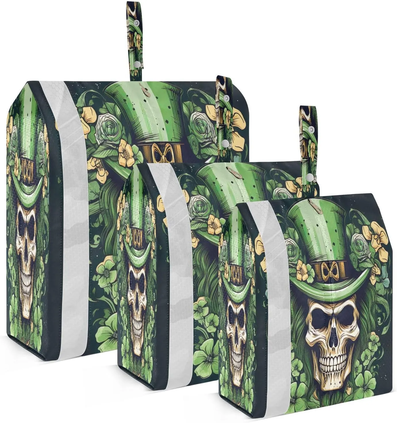 Black Stpatrick Skull Compression Packing Cubes Suitcase Organizer Bags Set for Travel Cubes for Women Travel Accessories