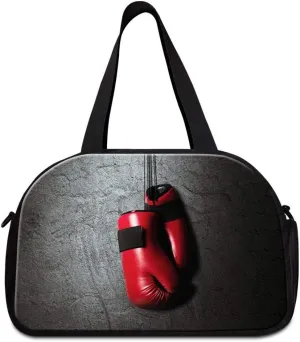Boxing Glove Printed Travel Handbag with Shoe Compartment Mens Garment Bag Cool Gym Duffel Bag for Women