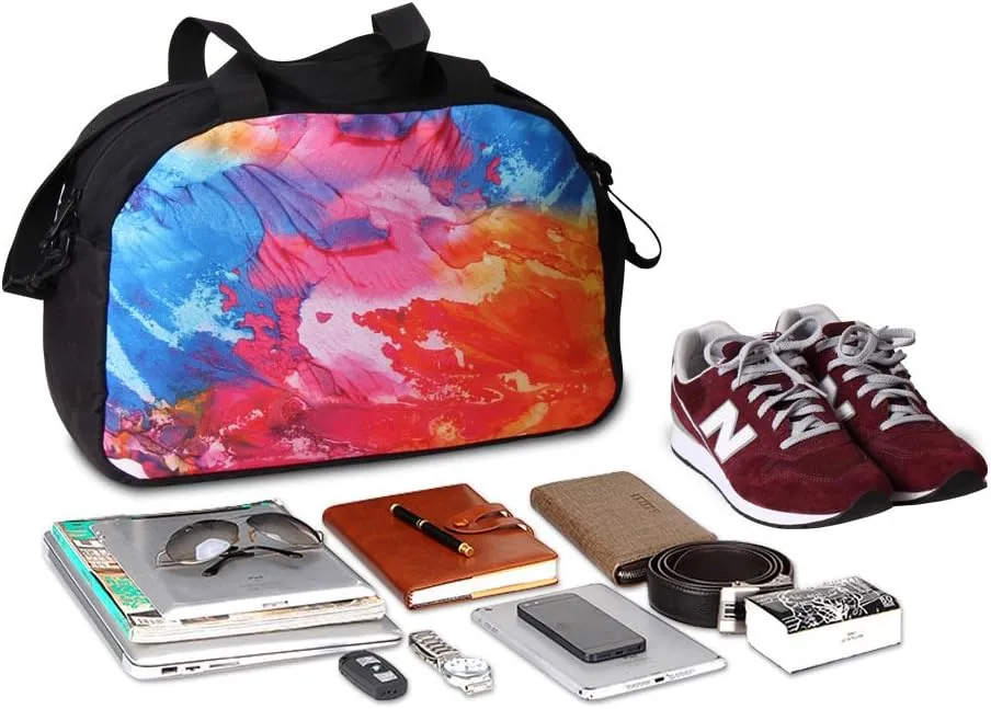 Boxing Glove Printed Travel Handbag with Shoe Compartment Mens Garment Bag Cool Gym Duffel Bag for Women