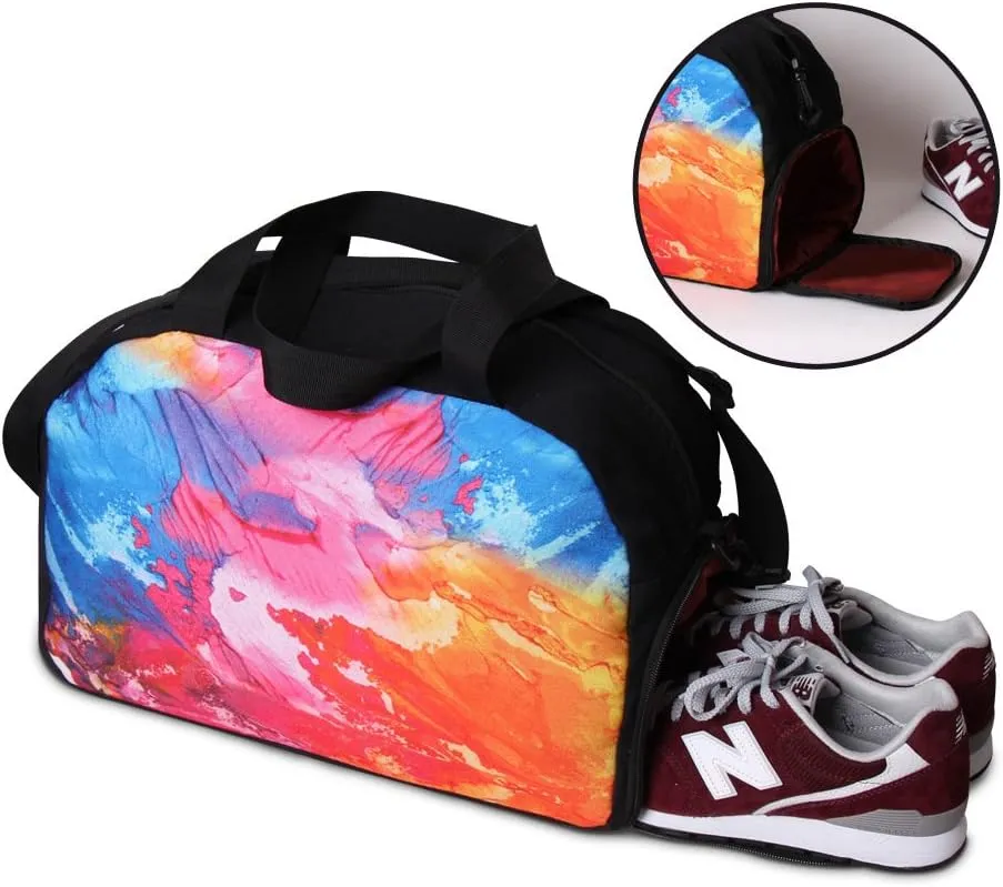 Boxing Glove Printed Travel Handbag with Shoe Compartment Mens Garment Bag Cool Gym Duffel Bag for Women