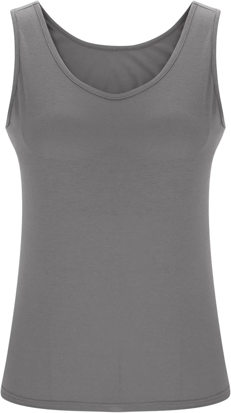 Bra Tank Tops for Women Plus Size Basic Workout Top Camisole Sleeveless Padded Yoga Shirt Modal Scoop Neck Shelf Bras