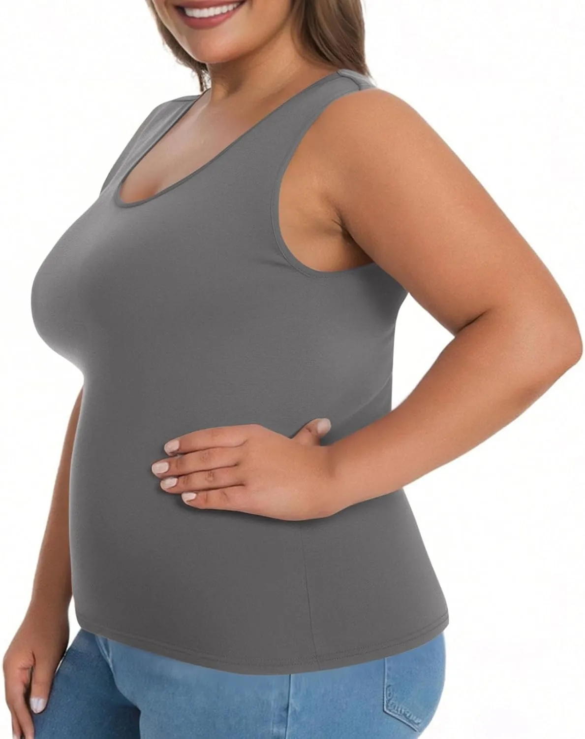 Bra Tank Tops for Women Plus Size Basic Workout Top Camisole Sleeveless Padded Yoga Shirt Modal Scoop Neck Shelf Bras
