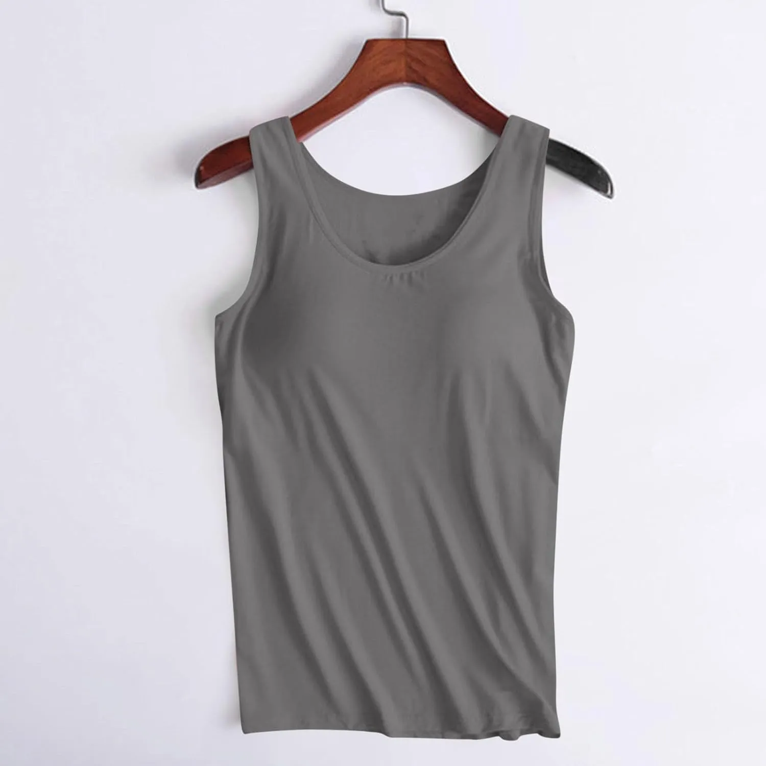 Bra Tank Tops for Women Plus Size Basic Workout Top Camisole Sleeveless Padded Yoga Shirt Modal Scoop Neck Shelf Bras