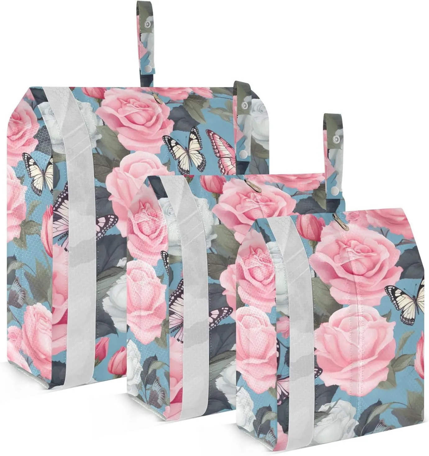 Butterflies Floral Packing Cubes for Travel 3 Set Packing Cubes Compression Luggage Organizer Bags for Travel Accessories