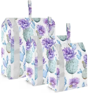 Cactus Purple Flower Packing Cubes for Travel 3 Set Compression Packing Bags Luggage Accessories for Carry On