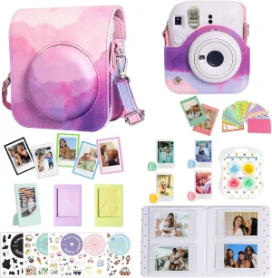 CAIYOULE Accessories for Fujifilm Instax Mini 12 Instant Camera, Accessory Bundle Include PU Leather 12 Case, Mini Picture Album, Frames, DIY Stickers, Color Filter (No Camera) - Dreamy Clouds