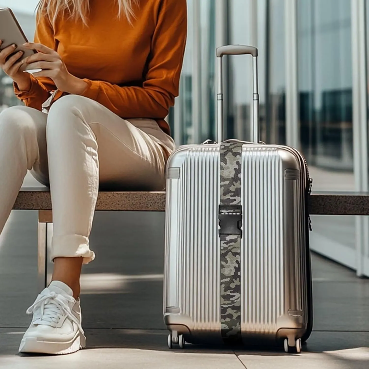 Camo Luggage Straps Travel Suitcase Luggage Baggage Straps Tie Belt Adjustable Suitcase Belt Luggage Connector Suitcase Accessories