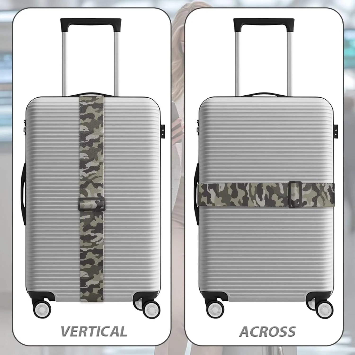 Camo Luggage Straps Travel Suitcase Luggage Baggage Straps Tie Belt Adjustable Suitcase Belt Luggage Connector Suitcase Accessories
