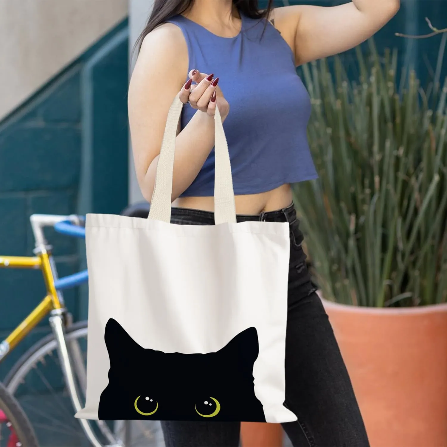 Canvas Tote Bag Aesthetic,Zoon Cow Dog Cat Tote Bag,Gifts for Women Canvas Tote Bags