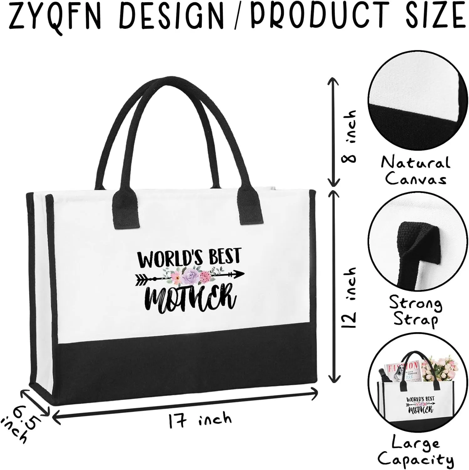 Canvas Tote Bag Canvas Beach Bag,Mothers Day Christmas Birthday Gifts,Thoughtful Gifts,Funny Getaway Shopping Bag Gift.