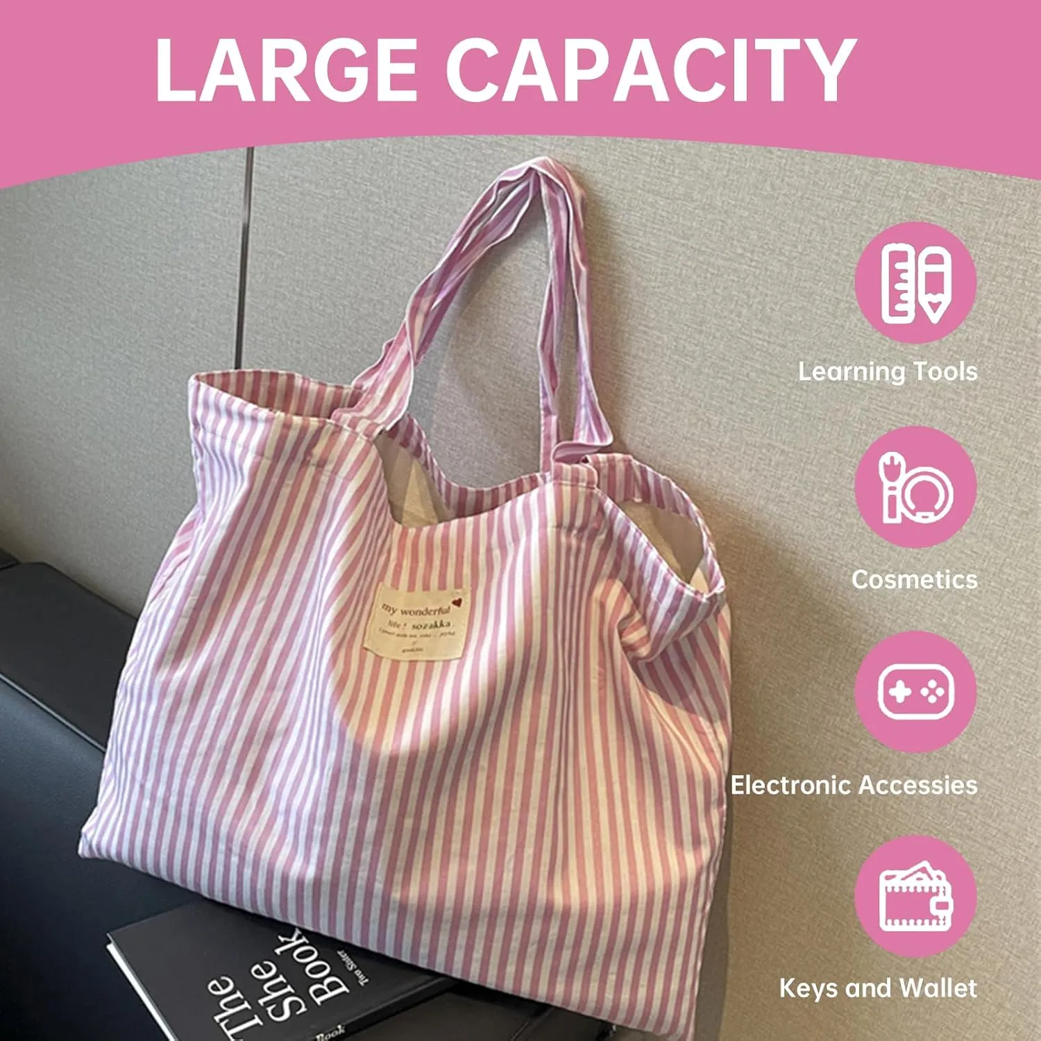 Canvas Tote Bag, Organic Cotton, Reusable, Durable and Eco-friendly, Ideal for Shopping and Groceries