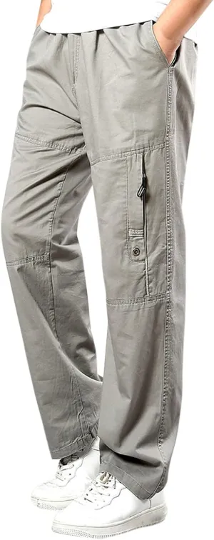 Cargo Pants for Men,Men's Fleece Lined Sweatpants Open Bottom Straight Leg Loose Fit Baggy Athletic Jogger Pants