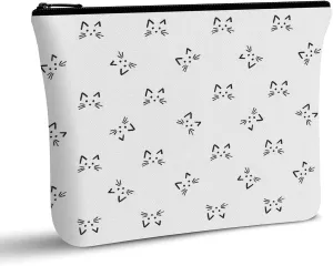 Cat Makeup Bag for Women, Cute Themed Stuff for Cat Lovers, Travel Cosmetic Zipper Pouch Accessories
