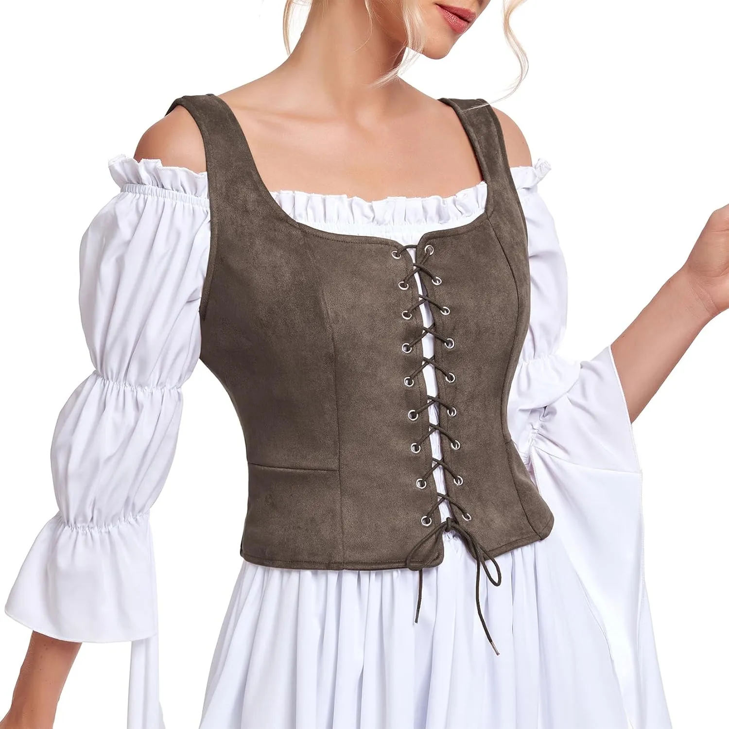 Century Star Renaissance Costume Women Pirate Medieval Viking Floral Corset Top Ren Faire Vest Victorian Plus Size Bodice