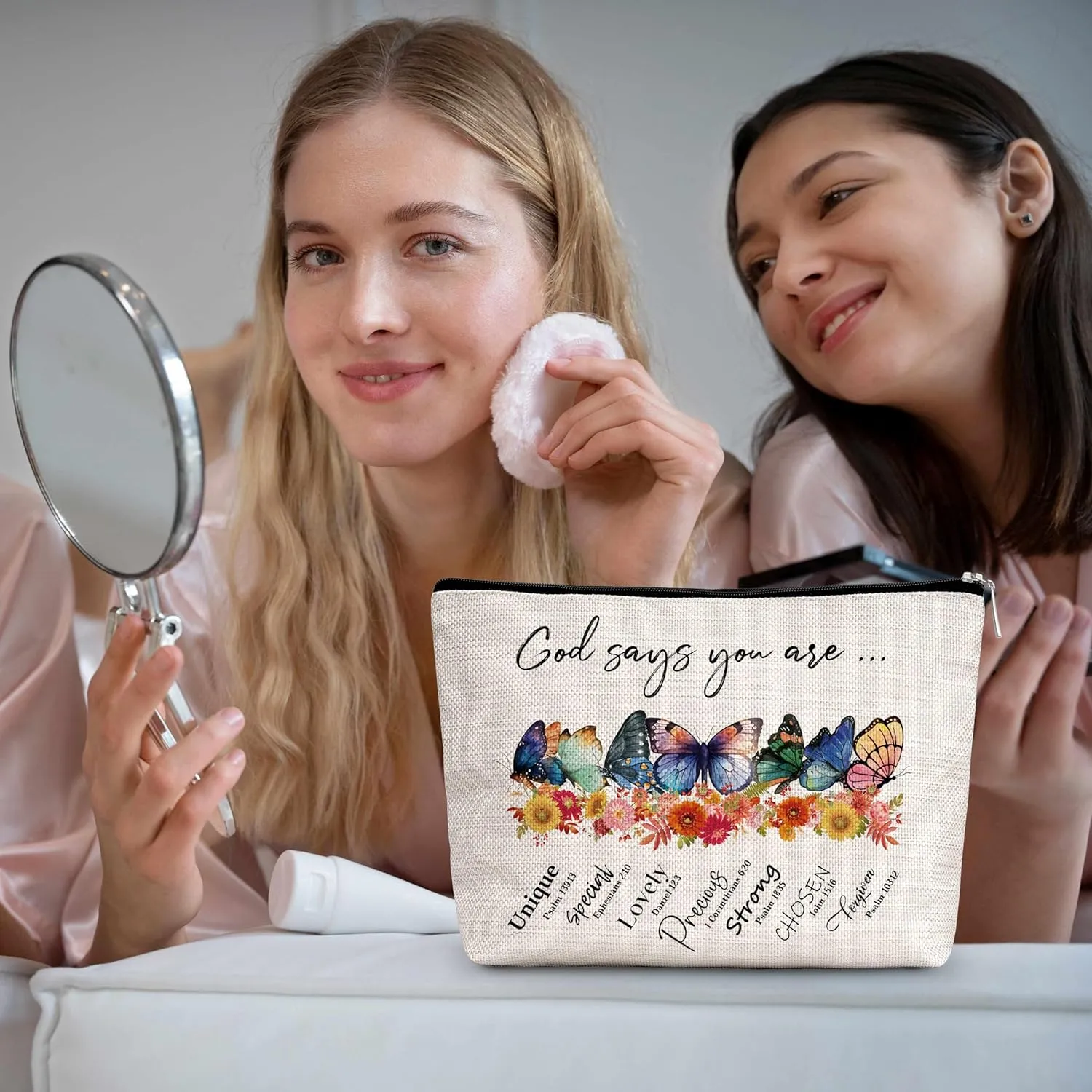 Christian Gifts Makeup Bag For Woman, Inspirational Cosmetic Bag, God Says You Are Bible Bag For Woman, Butterfly Makeup Zipper Bag, Birthday Gifts For Family Friends Sister BFF, A18