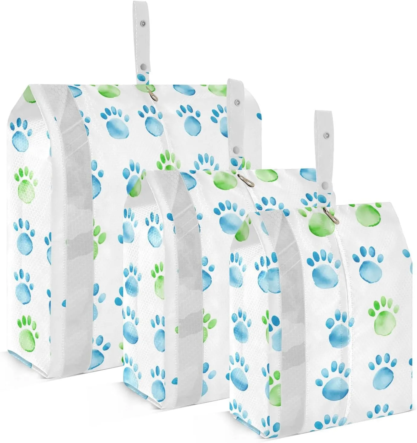 Colorful Paw Print Packing Cubes for Travel 3 Set Compression Cubes Luggage Accessories for Carry On Suitcases