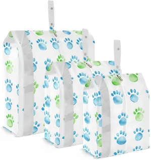 Colorful Paw Print Packing Cubes for Travel 3 Set Compression Cubes Luggage Accessories for Carry On Suitcases