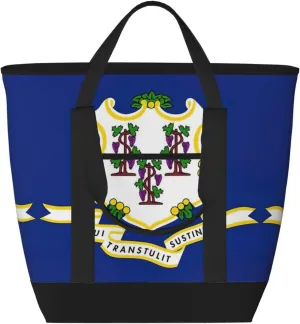 Connecticut State Flag Women's tote bags and reusable women's beach bags are suitable for travel insulation and cooling bags.