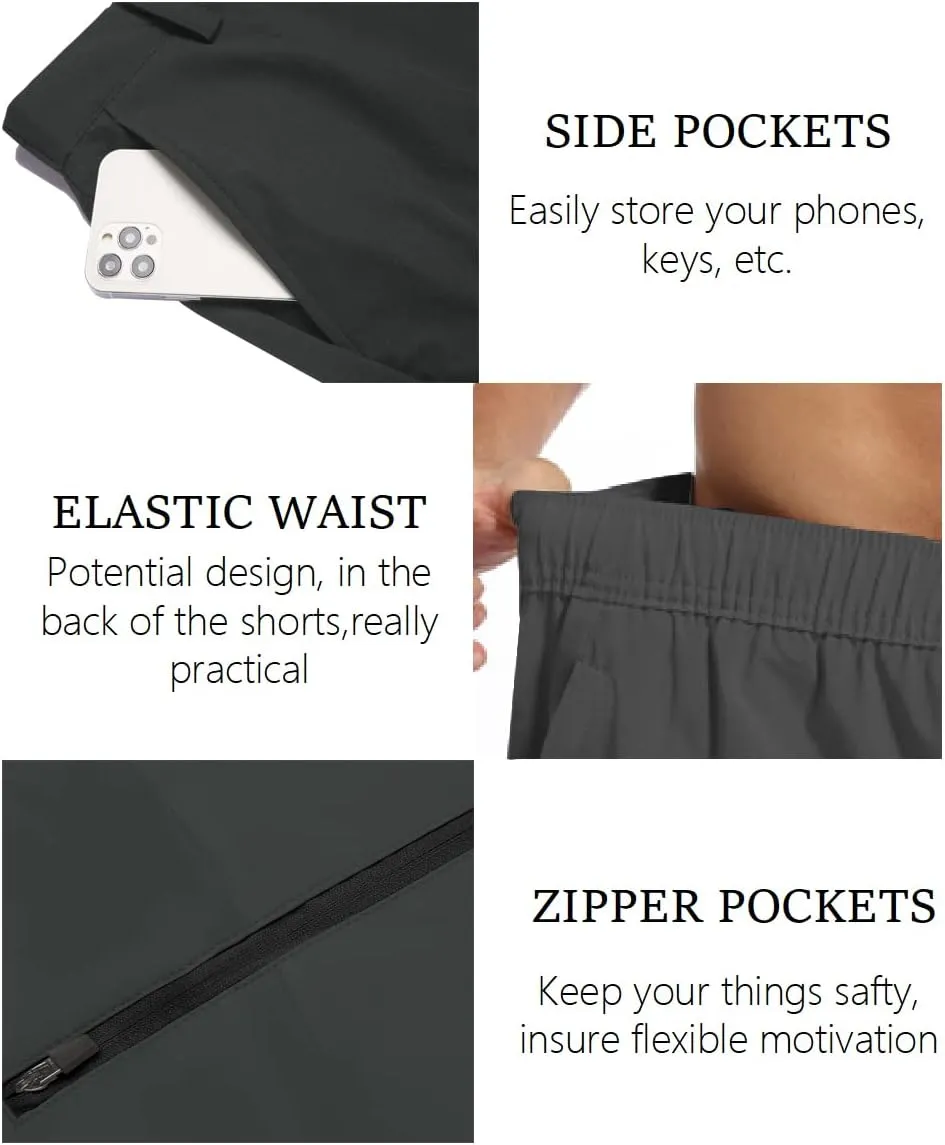 COOFANDY Mens Hybrid Casual Golf Shorts 9" Stretch Lightweight Quick Dry Summer Hiking Travel Shorts with Zipper Pockets