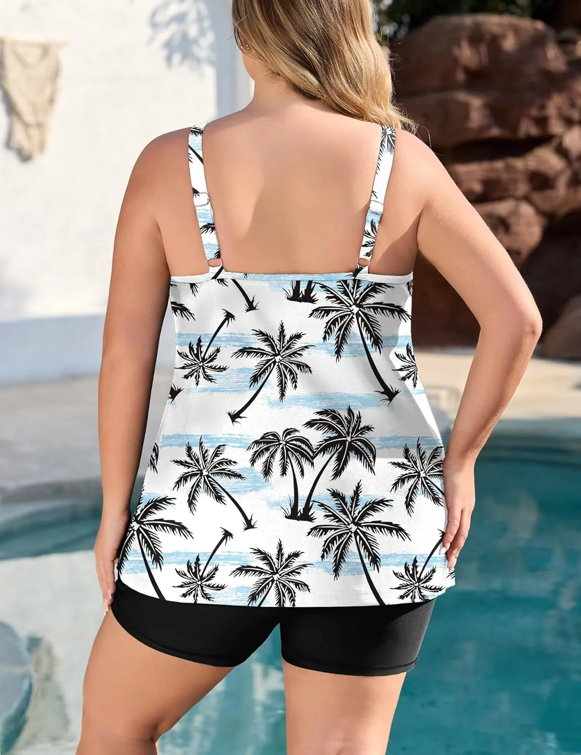 COOTRY Womens 2025 Plus Size Tankini Swimsuits Two Piece Bathing Suits Flowy Swimwear Swim Tank Top with Boyshorts