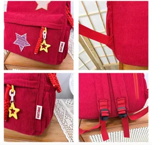 Corduroy Star Backpack Cute Y2k Preppy Backpack Aesthetic College Laptop Backpack Y2k Accessories for Women (Yellow)