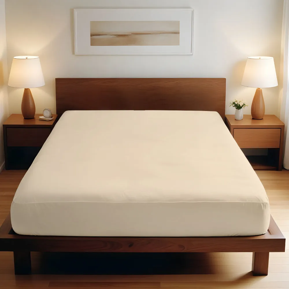 Cotton Home 1pc Fitted Sheet Super Soft Stone Beige