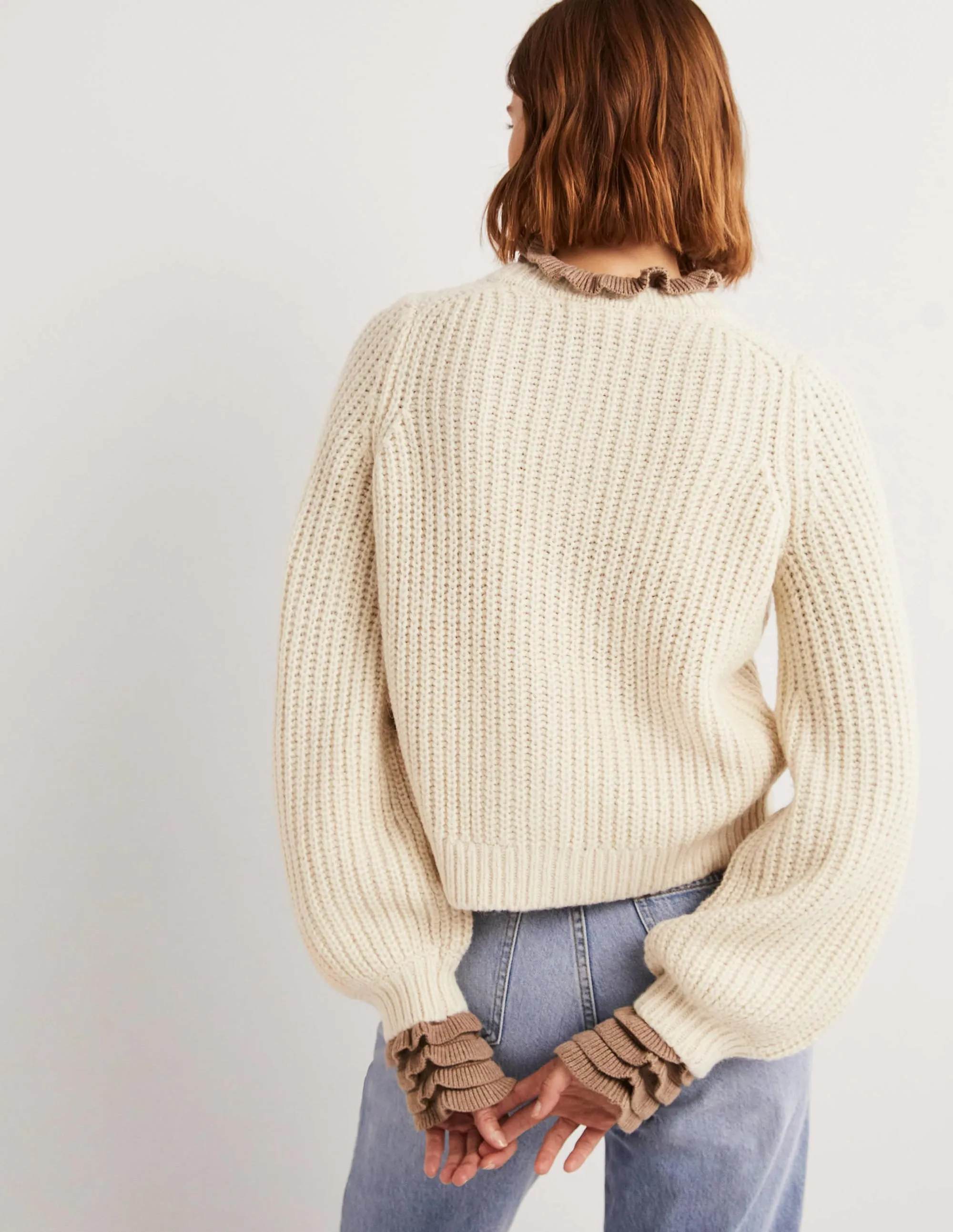 Cream Chunky Ribbed Fluffy Cardigan-Warm Ivory