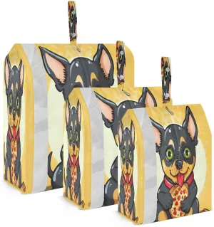 Cute Chihuahua Dog Pizza Packing Cubes for Travel 3 Set Compression Cubes Luggage Accessories for Organization