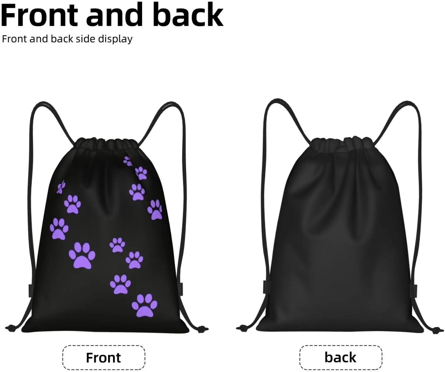 Cute Dog Paw Print Drawstring Backpack Adjustable Bag Sackpack Paws Bags for Gym Shopping Sport Yoga