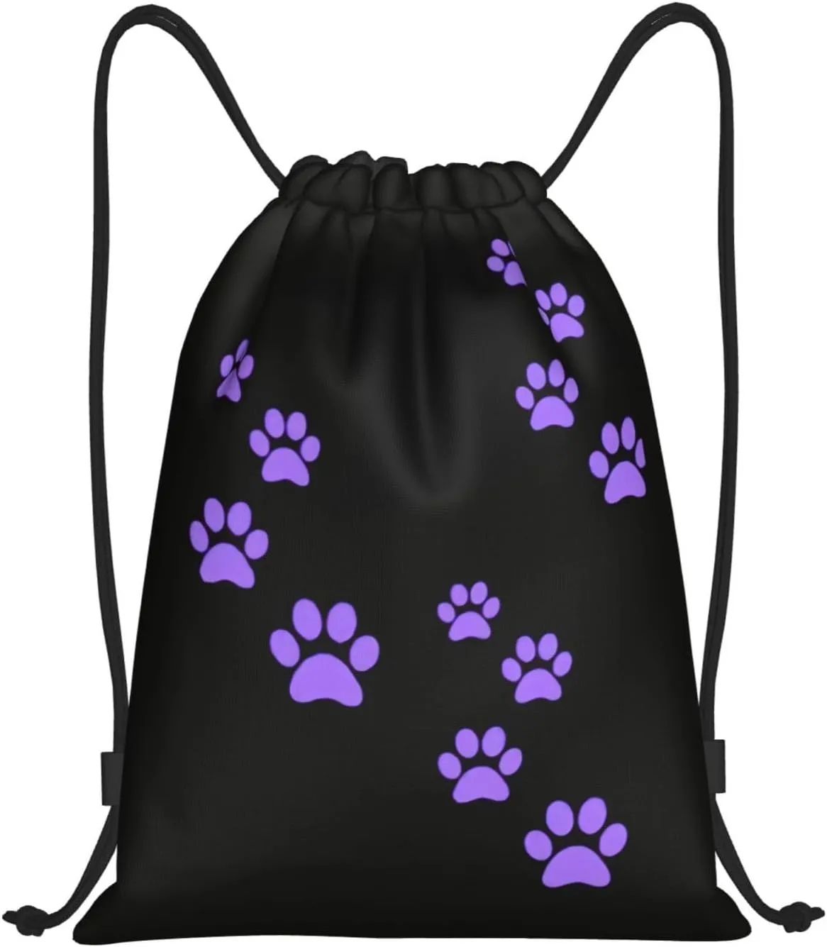 Cute Dog Paw Print Drawstring Backpack Adjustable Bag Sackpack Paws Bags for Gym Shopping Sport Yoga