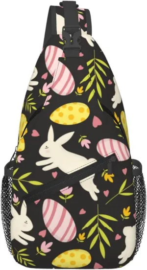 Cute Easter Bunny Sling Bag for Women Men Large Crossbody Bags Work Laptop Backpack Handbags